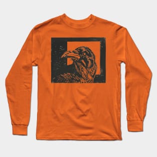 A Crow, Linoprint Long Sleeve T-Shirt